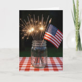 4. Juli Sparklers und Flag In a Mason Jar Karte (Vorderseite)