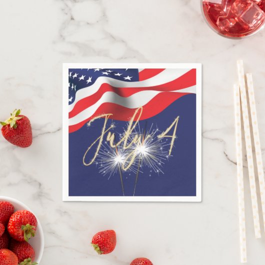 4. Juli Sparklers und Flag Napkins Serviette (Beispiel)