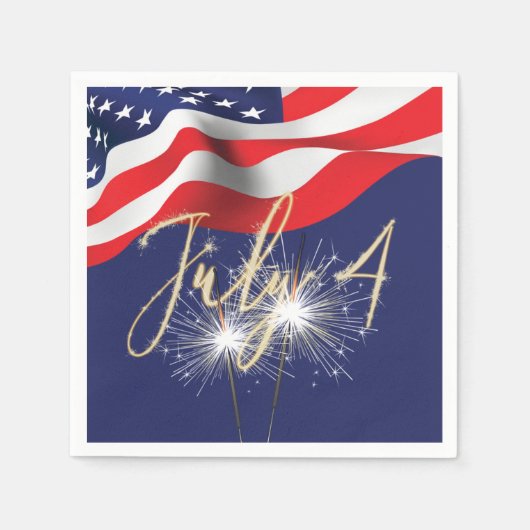 4. Juli Sparklers und Flag Napkins Serviette (Vorderseite)