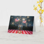 4. Juli Sparklers und Flaggen in einem Jar Karte (Gelbe Blume)