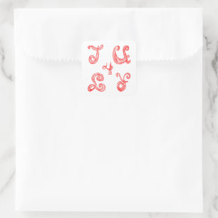 4. Juli Sparkling Red Letters Fabric Schriftart St Quadratischer Aufkleber