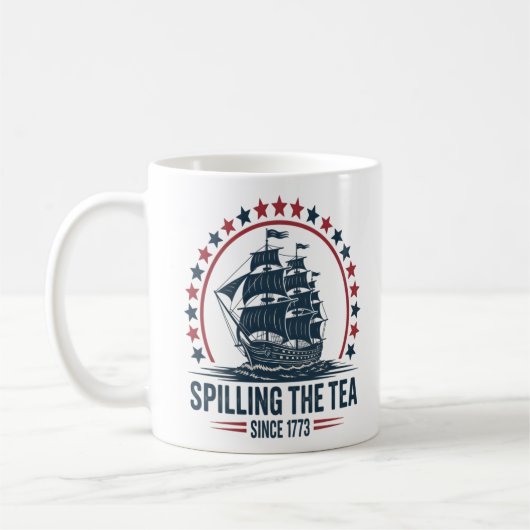 4. Juli Spilling the Tea seit 1773 Vierte von Kaffeetasse (Links)