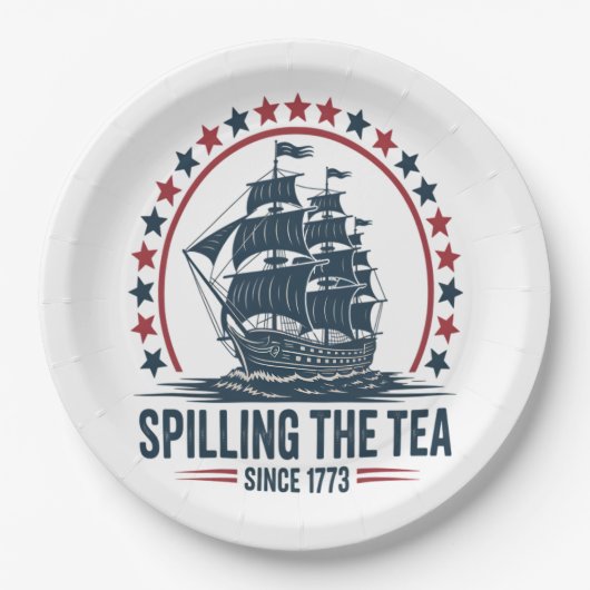 4. Juli Spilling the Tea seit 1773 Vierte von Pappteller (Vorderseite)