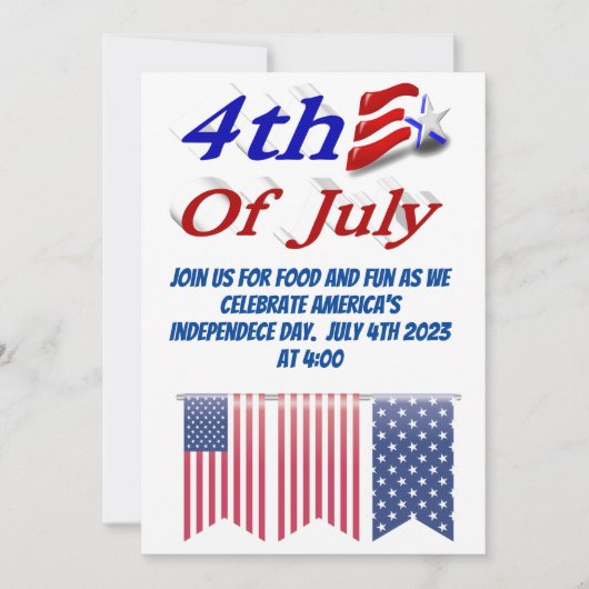 4. Juli Star Stripes Einladung (Vorderseite)