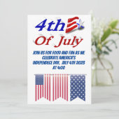 4. Juli Star Stripes Einladung (Stehend Vorderseite)