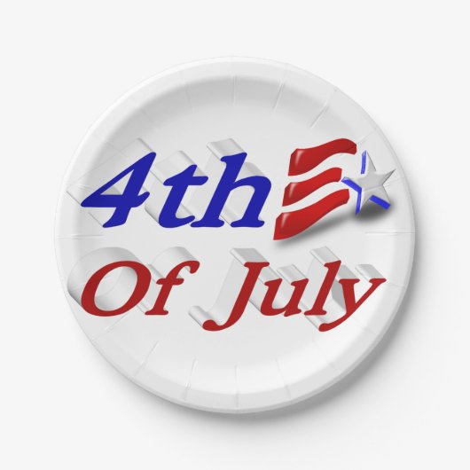4. Juli Star Stripes Pappteller (Vorderseite)