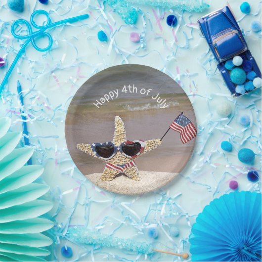 4. Juli Starfish mit amerikanischer Flagge Pappteller (Party)