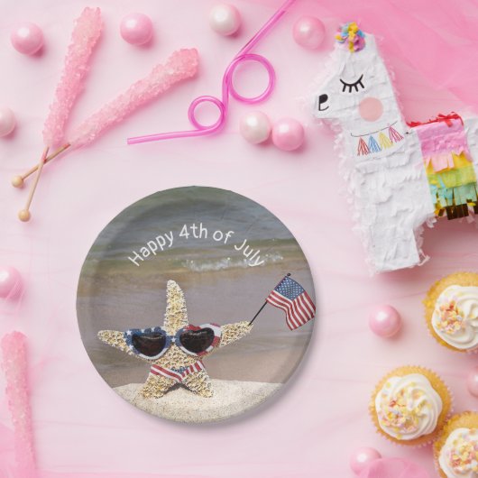 4. Juli Starfish mit amerikanischer Flagge Pappteller (Party)