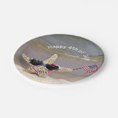 4. Juli Starfish mit amerikanischer Flagge Pappteller (Schrägansicht)