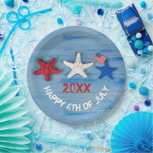 4. Juli Starfish Pappteller (Party)