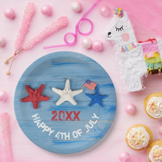 4. Juli Starfish Pappteller (Party)