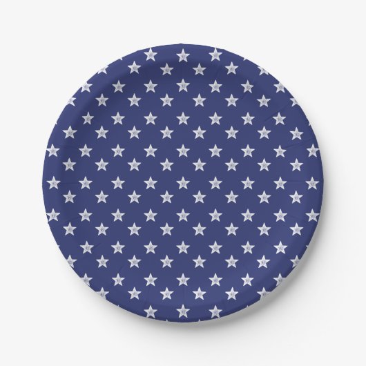 4. Juli Stars Blue White Party Paper Teller (Vorderseite)