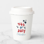 4. Juli Stars GRILLEN Party Handschrift Pappbecher (Vorderseite)