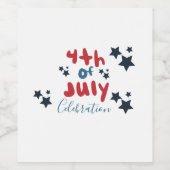 4. Juli Stars GRILLEN Party Handschrift Weinetikett (Einzelnes Label)