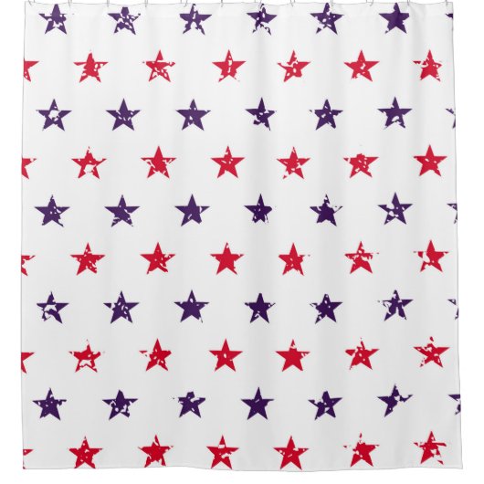 4. Juli Stars Grunge Abstrakt Nahtloses Muster Duschvorhang (Vorderseite)