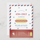 4. Juli - Stars & Streifen Hot Dog GRILLEN Einladung (Vorderseite)