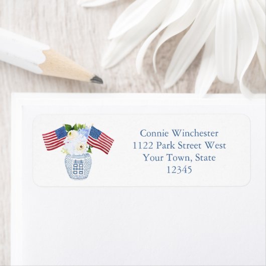 4. Juli Stars & Stripes Ginger Jar Rücksendeadress (Insitu)