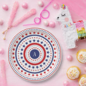 4. Juli Stars und Ringe Monogramm GRILLEN Party Pappteller (Party)