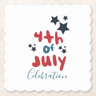 4. Juli Sterne BBQ-Party Handlettering Untersetzer