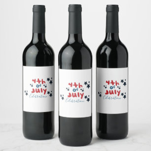 4. Juli Sterne BBQ-Party Handlettering Weinetikett