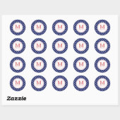 4. Juli Sterne Blue Red Monogram Party Sticker (Blatt)