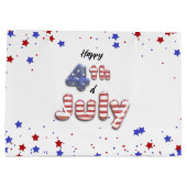 4. Juli Sterne Streifen Foil Balloons Große Geschenktüte (Rückseite)