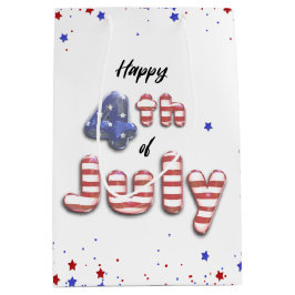 4. Juli Sterne Streifen Foil Balloons Mittlere Geschenktüte