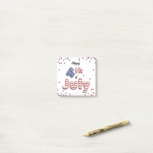 4. Juli Sterne Streifen Foil Balloons Post-it Klebezettel (Auf Schreibtisch)