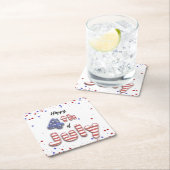 4. Juli Sterne Streifen Foil Balloons Rechteckiger Pappuntersetzer (Vor Ort)