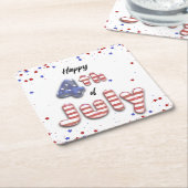 4. Juli Sterne Streifen Foil Balloons Rechteckiger Pappuntersetzer (angewinkelt)