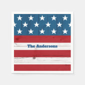 4. Juli Sterne Streifen Rustikale Holzflagge Fett Serviette (Vorderseite)