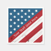 4. Juli Sterne Streifen USA Flagge Rustikales Holz Serviette (Vorderseite)