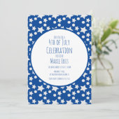 4. Juli Sterne und Dots Blue Gray Einladung (Stehend Vorderseite)