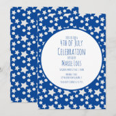 4. Juli Sterne und Dots Blue Gray Einladung (Vorne/Hinten)