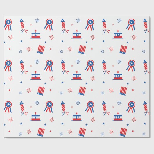 4. Juli Stickers Muster Geschenkpapier (Flach)