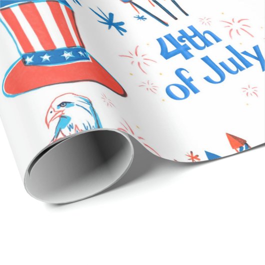 4. Juli Stickers Muster Geschenkpapier (Rolleneckpunkt)