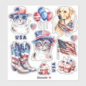 4. Juli Stickers - Unabhängigkeitstag der USA Aufkleber (Blatt)