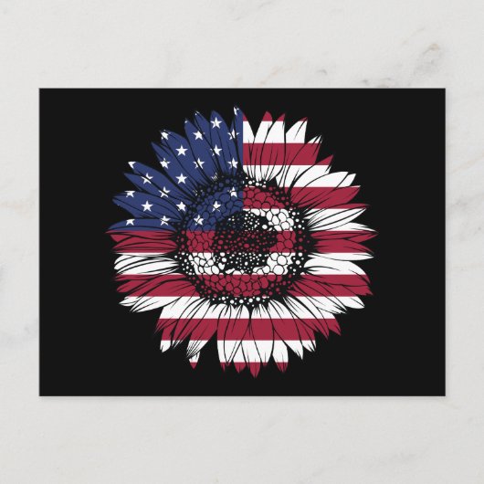 4. Juli Sunflower Independence Day USA Flag Postkarte (Vorderseite)