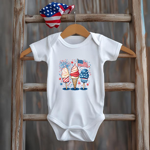 4. Juli Sweet USA Ice Cream Baby Bodysuit Strampler