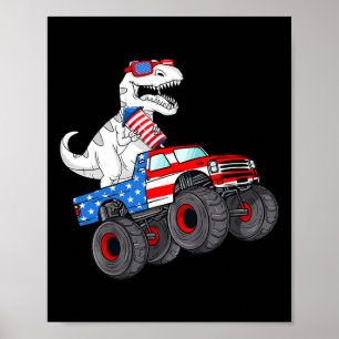 4. Juli T Rex Dino Trex Dinosaur Monster Truck Poster
