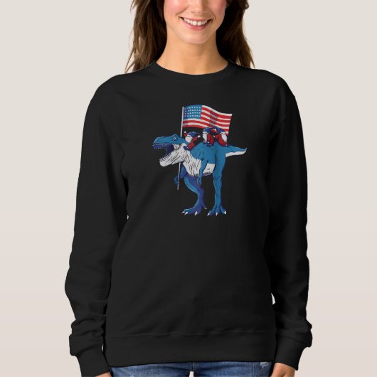 4. Juli T Rex Dinosaur Amerisaurus Gnomes Boys Sweatshirt (Vorderseite)
