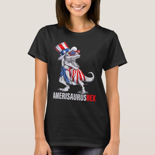 4. Juli T Rex Dinosaur Amerisaurus Rex Boys Ki T-Shirt (Vorderseite)