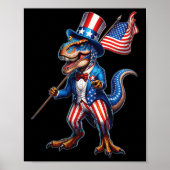 4. Juli T-rex USA Patriotic American Flag Dino Poster (Vorne)