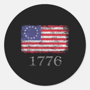 4. Juli T Shirt Amerikanische Flagge Betsy Ross 17 Runder Aufkleber