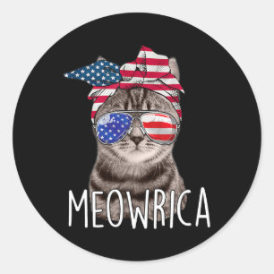 4. Juli Tag der Unabhängigkeit Meowrica meowrica Runder Aufkleber