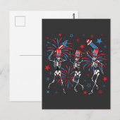 4. Juli tanzende Skelette Postkarte (Vorne/Hinten)