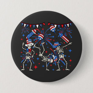 4. Juli tanzende Skelettrunde Button