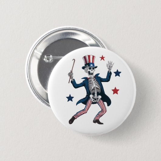 4. Juli Tanzendes Skelett Button (Vorne & Hinten)