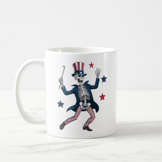 4. Juli tanzendes Skelett Kaffeetasse (Links)