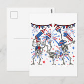 4. Juli Tanzskelette Postkarte (Vorne/Hinten)